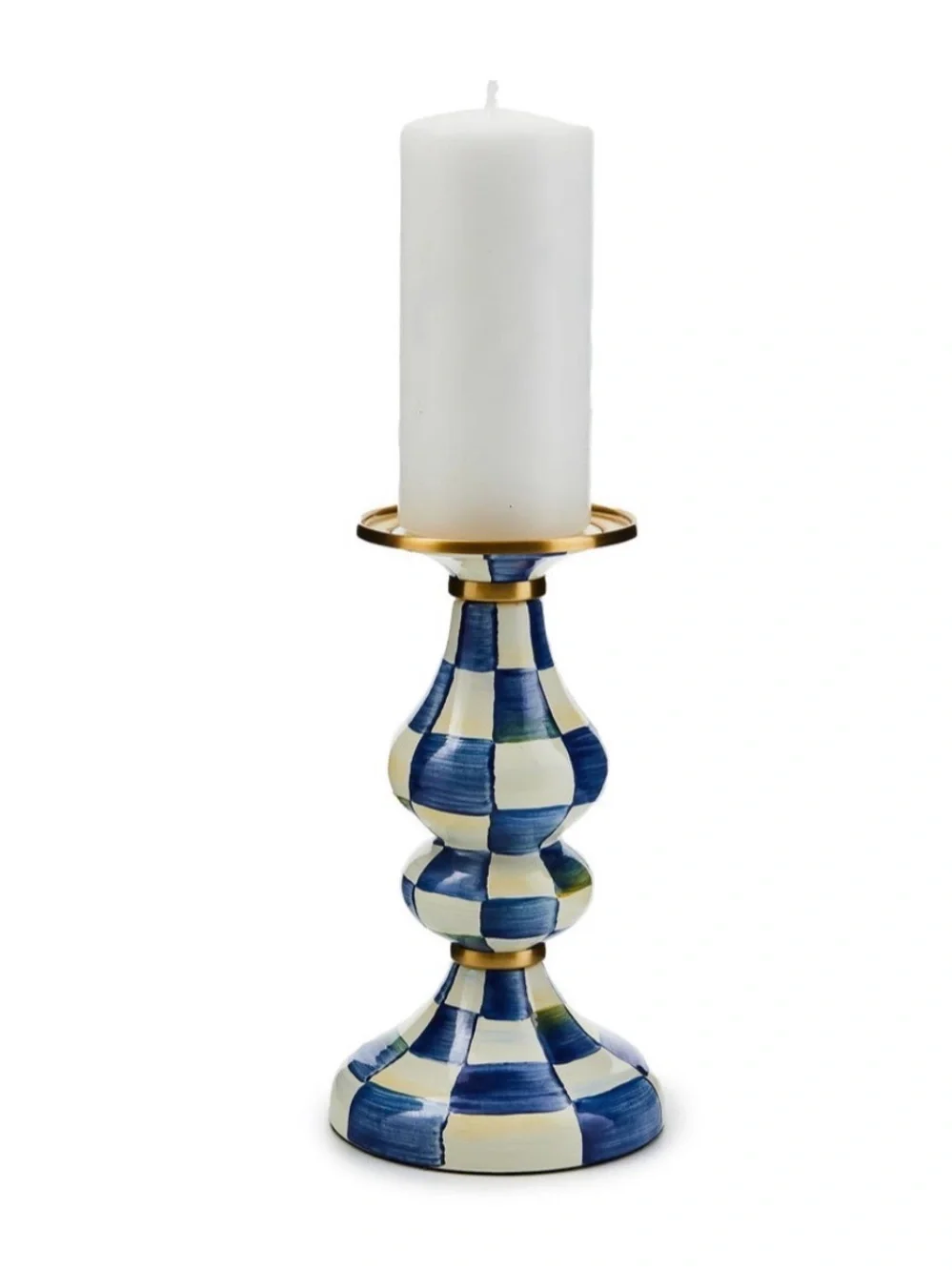 DISCONTINUED MacKenzie-Childs Royal Check Medium Pillar Candlestick
